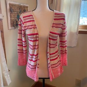 Maurices Pink Striped Spring Cardigan -Size Medium